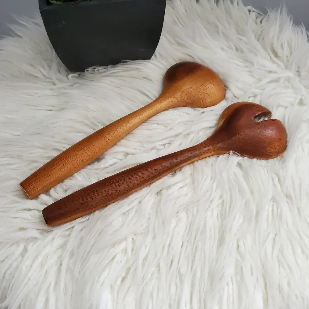 Wooden Wide Salad Serving Spoon Set of 2